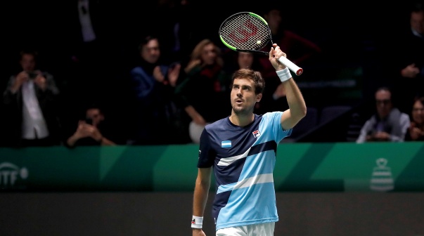 Guido Pella sumó el primer punto para la Argentina ante Chile en la Copa Davis. Foto: EFE