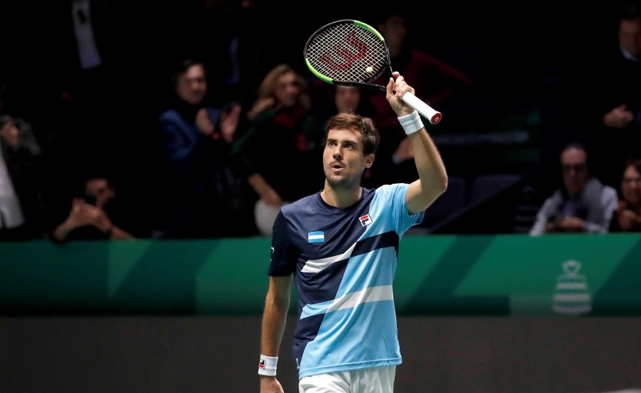 Guido Pella sumó el primer punto para la Argentina ante Chile en la Copa Davis. Foto: EFE