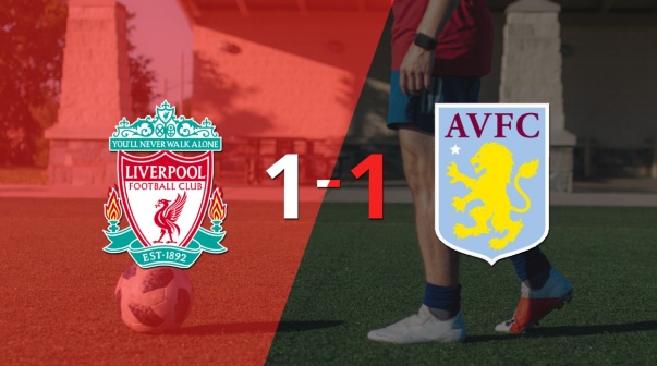 Liverpool y Aston Villa se reparten los puntos y empatan 1-1