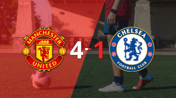 Manchester United fue contundente y goleó 4-1 a Chelsea