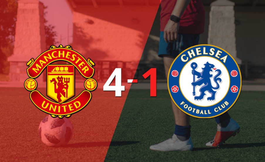 Manchester United fue contundente y goleó 4-1 a Chelsea