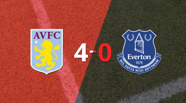 Everton se fue goleado 4-0 en su visita a Aston Villa