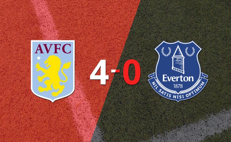 Everton se fue goleado 4-0 en su visita a Aston Villa