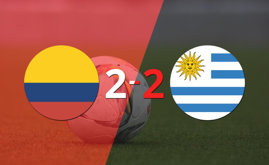 Muchos goles en el empate a 2 entre Colombia y Uruguay