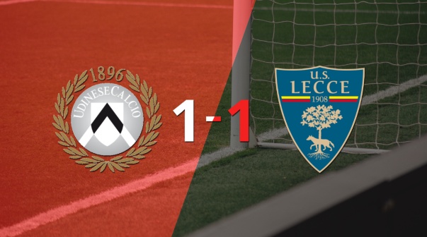 Udinese y Lecce se reparten los puntos y empatan 1-1