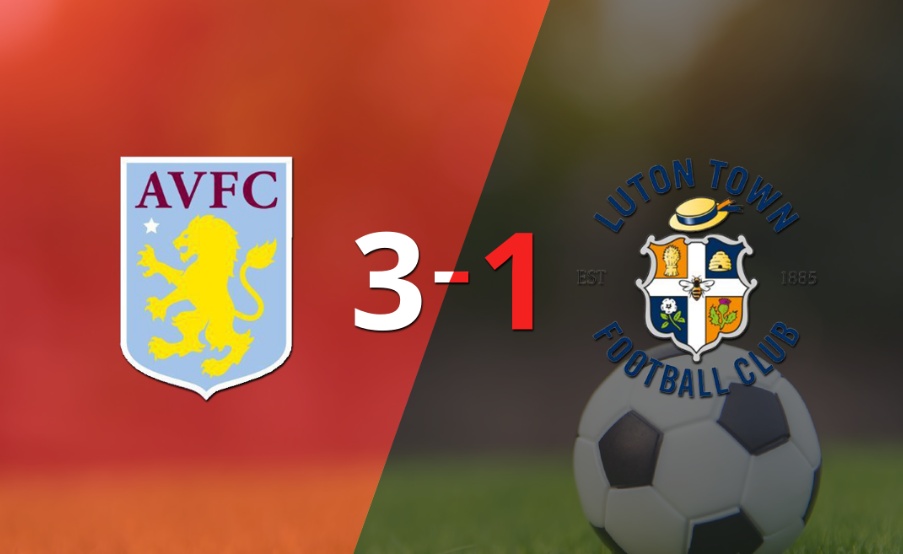 Con muchos goles, Aston Villa derrotó 3-1 a Luton Town
