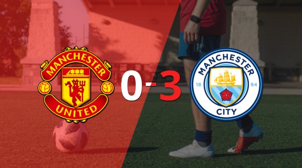 Manchester City goleó 3-0 a Manchester United con doblete de Erling Haaland