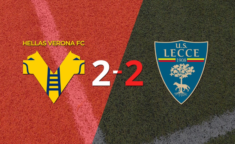 En un emocionante partido, Hellas Verona y Lecce empataron 2-2