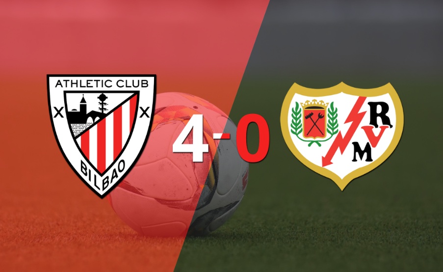 Athletic Bilbao le pasó por encima 4-0 a Rayo Vallecano