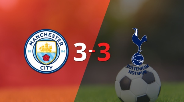 Manchester City y Tottenham igualaron un encuentro lleno de goles en el estadio Etihad Stadium