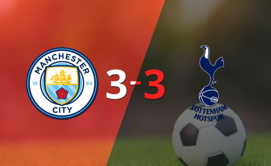 Manchester City y Tottenham igualaron un encuentro lleno de goles en el estadio Etihad Stadium