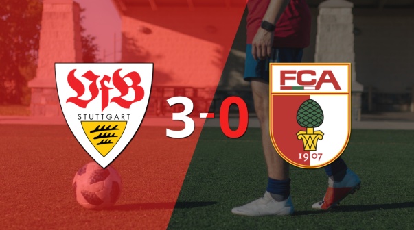 Augsburg se fue goleado 3-0 en su visita a Stuttgart