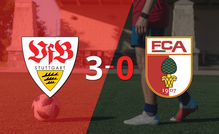 Augsburg se fue goleado 3-0 en su visita a Stuttgart
