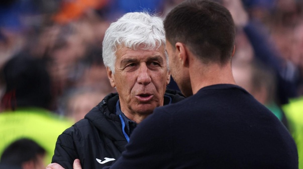 Gian Piero Gasperini y Xabi Alonso en la final de la Europa League