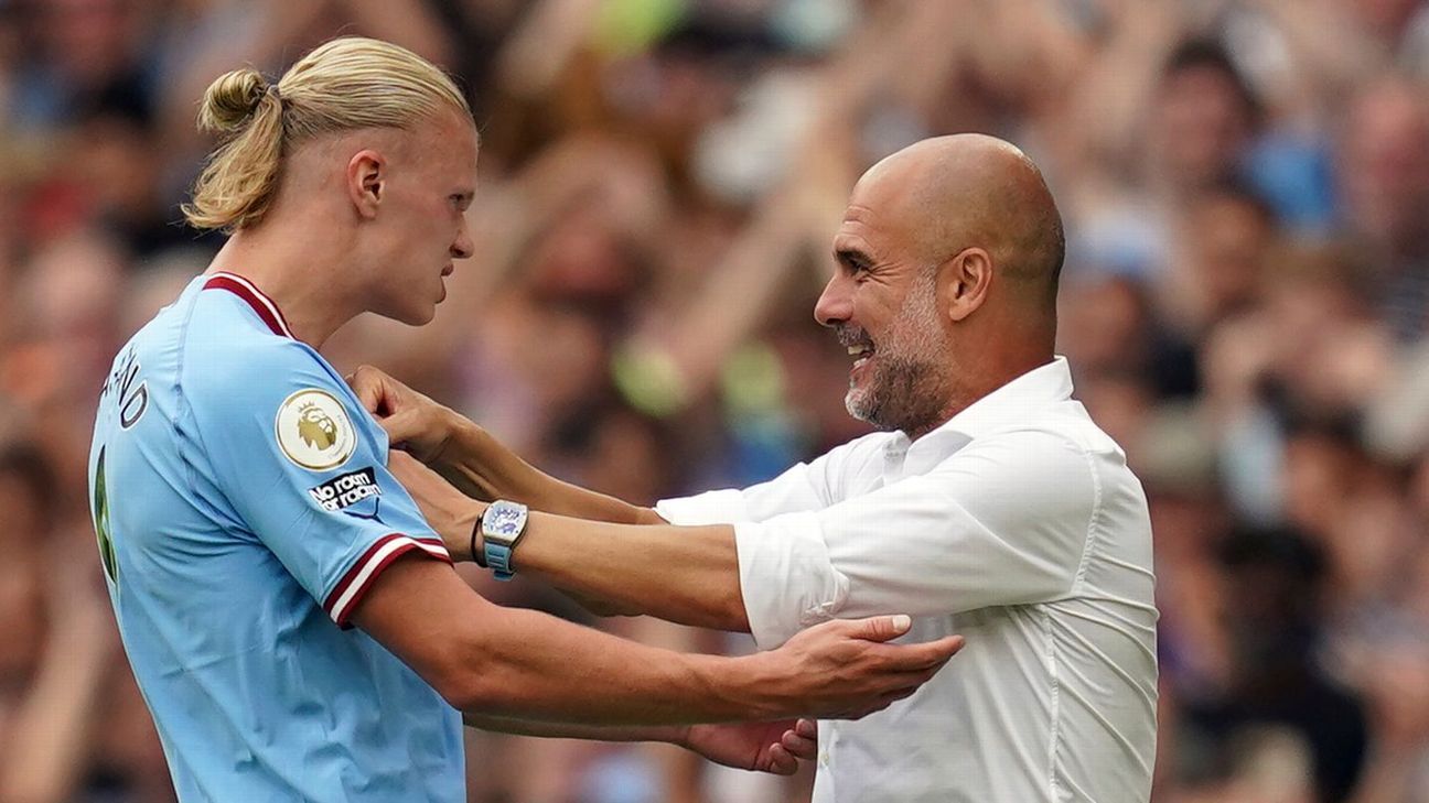 Haaland le marcó la cancha a Guardiola en Manchester City: 
