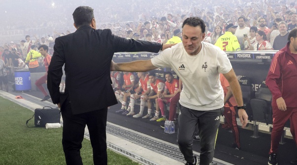 Marcelo Gallardo y Gabriel Mililto. River Plate vs Atletico Mineiro. Semifinal Copa Libertadores de America. 29/10/2024 Fotobaires