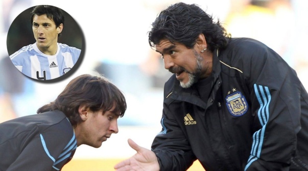 Burdisso contó cómo se llevaban Messi y Maradona en la Selección: 
