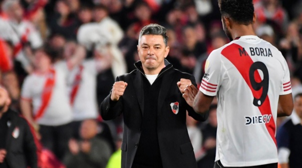 Marcelo Gallardo y Miguel Borja.  River Plate vs Libertad. Octavos de Final Copa Libertadores.