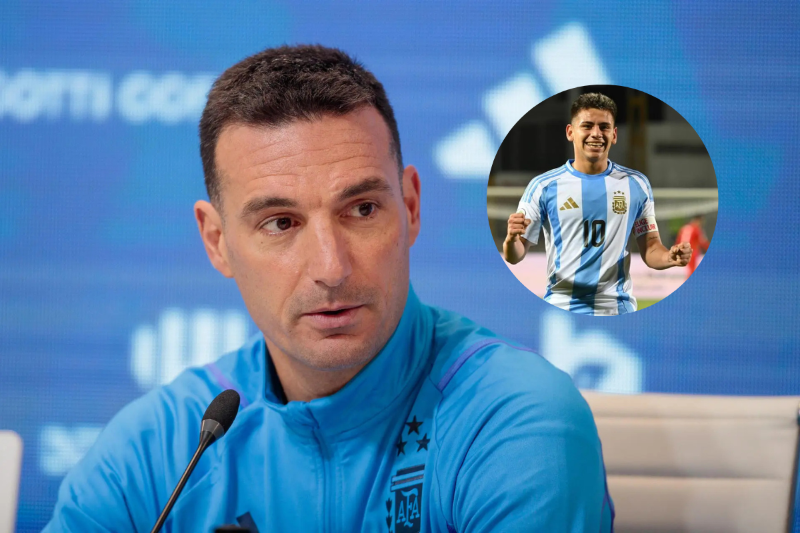Scaloni le apuntó a Echeverri en la Selección Argentina&nbsp;