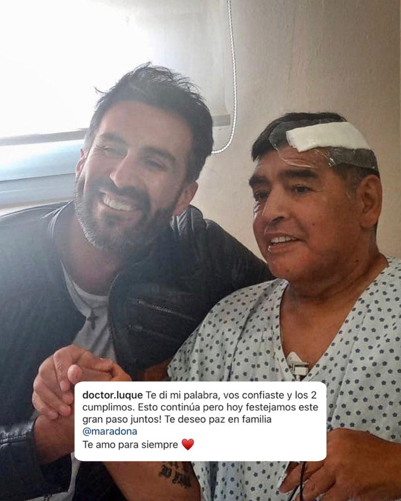El doctor Leopoldo Luque publicó la primera foto de Diego Maradona tras la operación