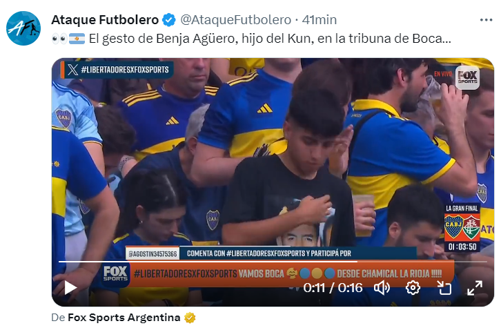 &nbsp;El llamativo gesto de Benja Agüero en la final de Copa Libertadores